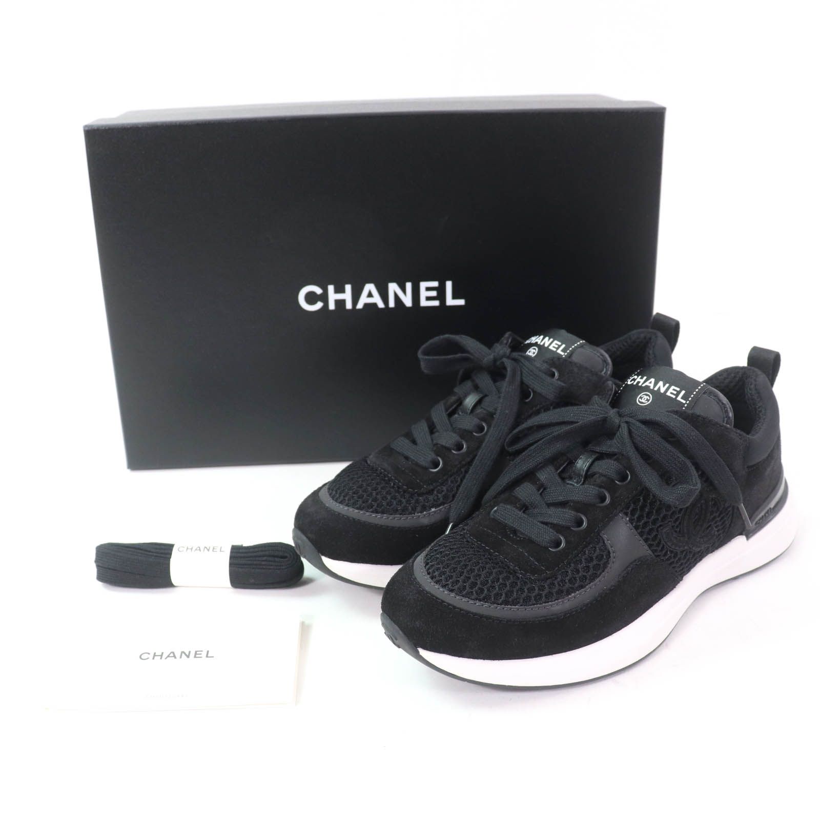 CHANEL ブラック スニーカー CHANEL ブラック メッシュ スニーカー - メルカリ