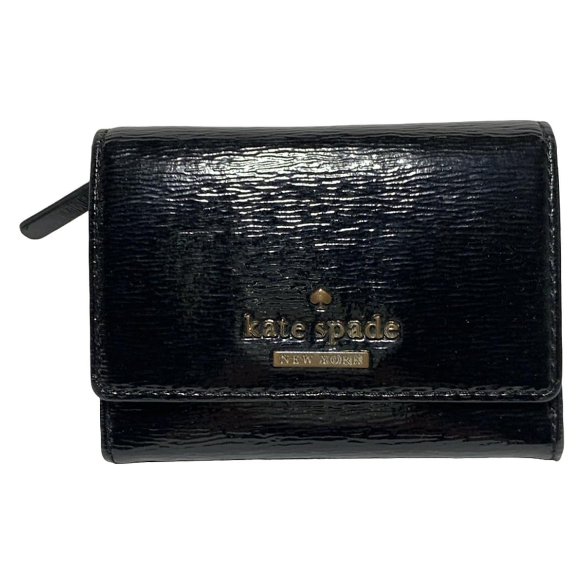 Kate spade ケイトスペード コインケース - PWRU4044 黒 キーリング付き レザー