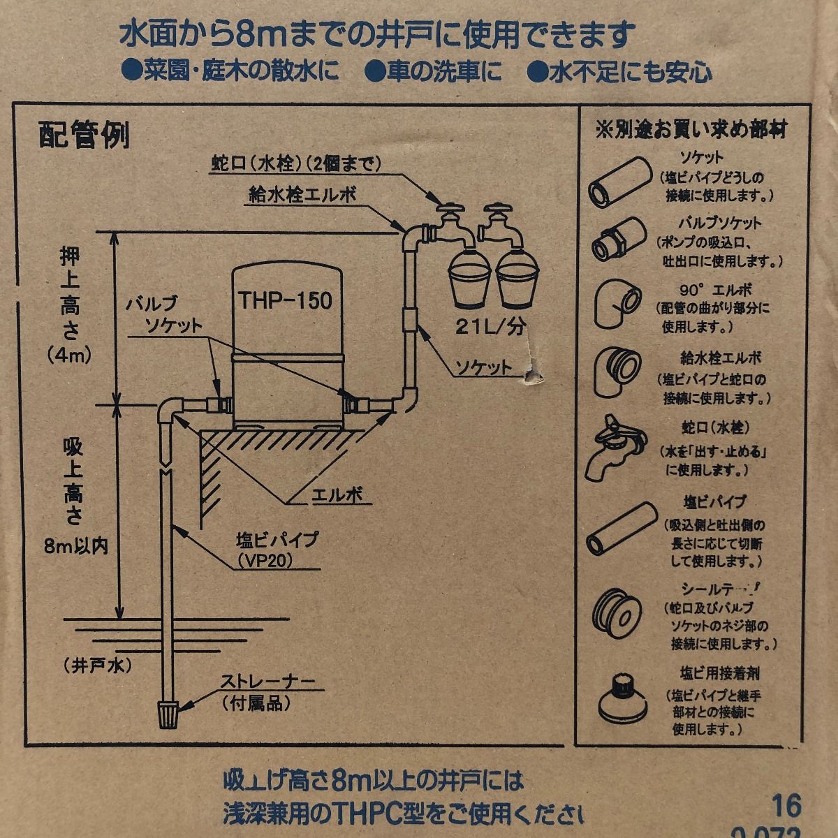 □□寺田ポンプ製作所 浅井戸用自動式 ホームポンプ 20mm THP-150KF 
