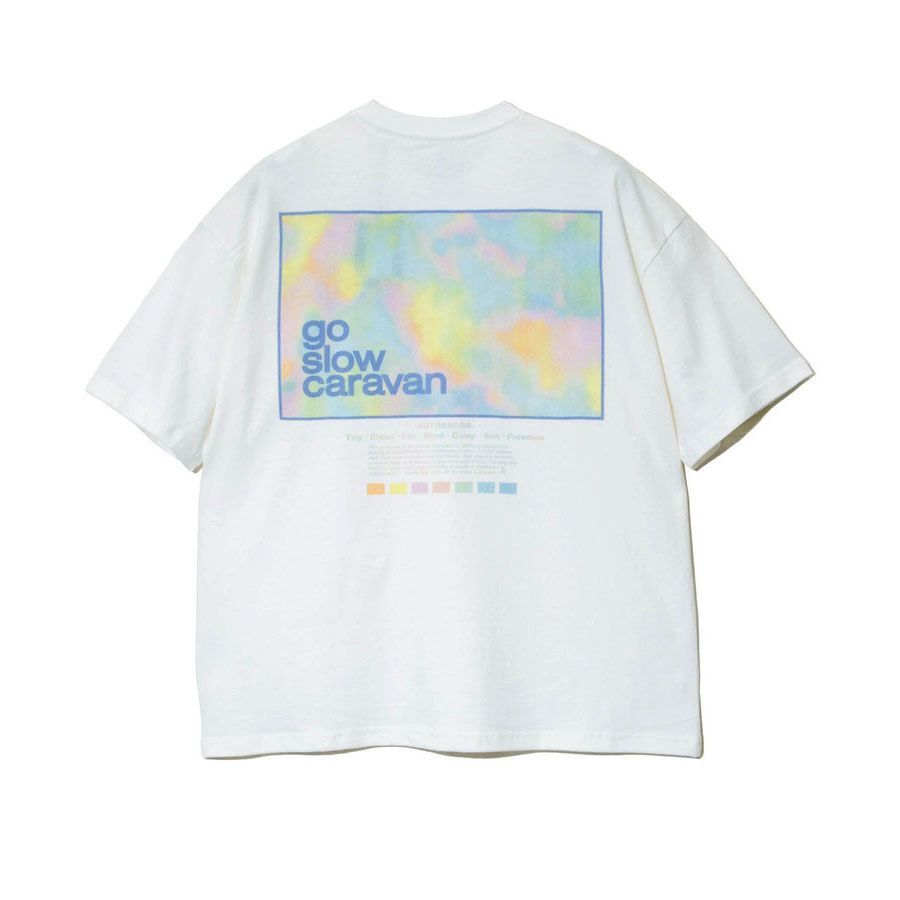 go slow caravan 水彩 USA/C スクエア LOGO バックプリント ゆったり TEE ☆ ゴースローキャラバン メンズ 男女兼用 ユニセックス 半袖 ロゴ Tシャツ