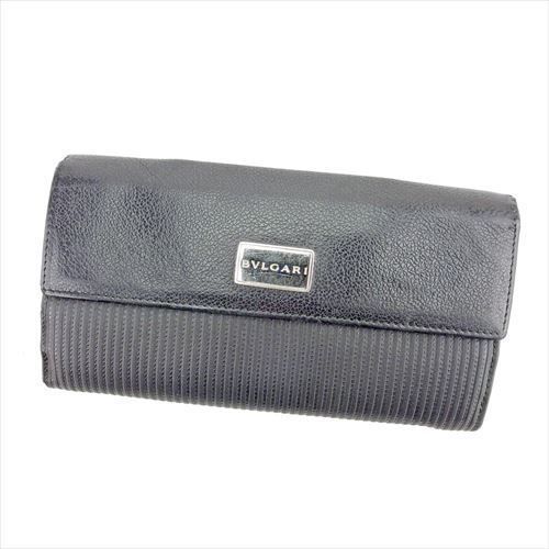 ブルガリ BVLGARI 長財布 三つ折り レザー ブラック ユニセックス