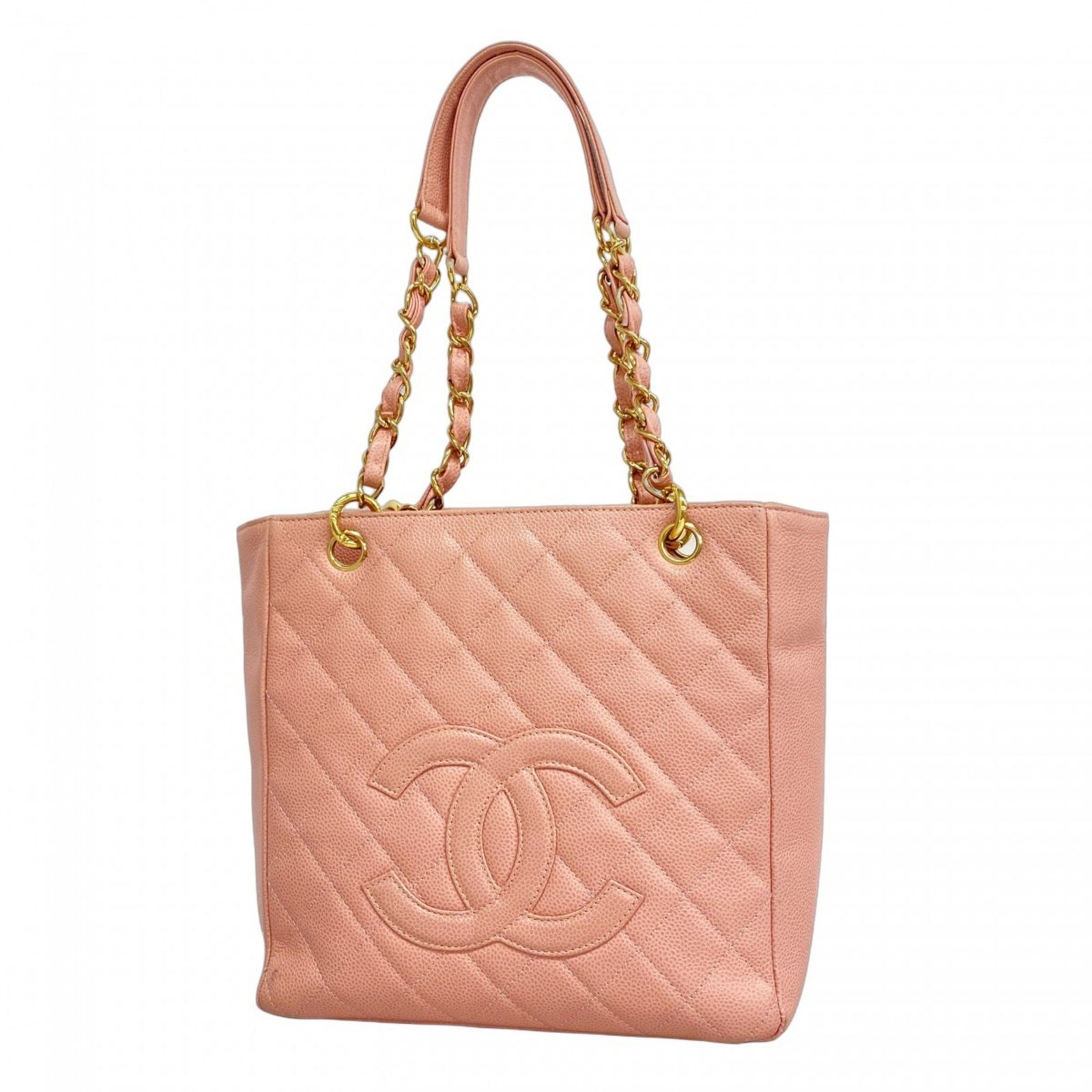 シャネル Chanel シャネル トートバッグ マトラッセ チェーンショルダー キャビアスキン ピンク レディース P1435150