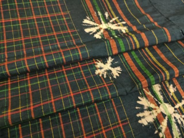 平和屋着物▽上質な紬　単衣　絞り　格子に舞花　正絹　逸品　DAAQ3588az 平和屋着物▽上質な紬 単衣 絞り 格子に舞花 正絹 逸品 DAAQ3588az