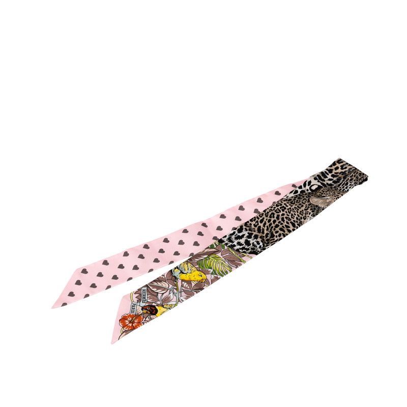 エルメス ツイリー JUNGLE LOVE ジャングル ラブ ピンク ブラウン マルチカラー シルク レディース HERMES 1-0229404