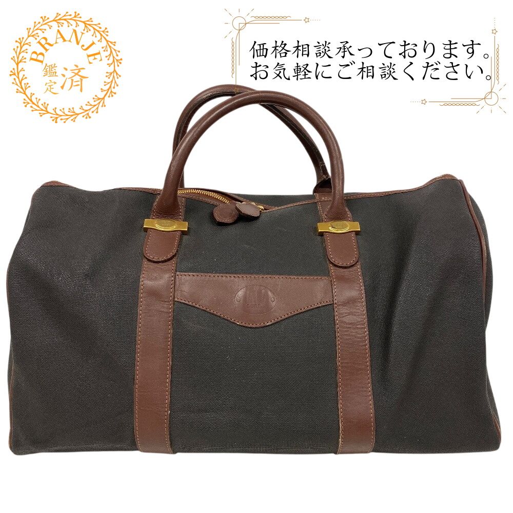 正規品 dunhill ダンヒル ボストンバッグ PVC レザー グレー フランス製 無地 メンズ 紳士 1円 正規品 dunhill ダンヒル ボストンバッグ 2way レザー PVC