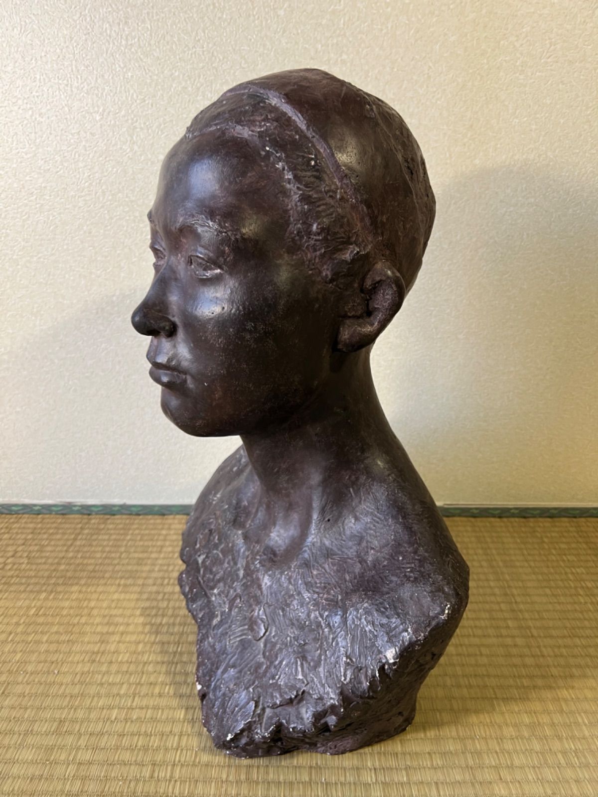 彫刻　石膏像　女性胸像　大型　高さ54cm-2