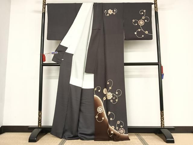 平和屋着物○訪問着 駒刺繍 花唐草文 金彩 ロング丈 正絹 逸品