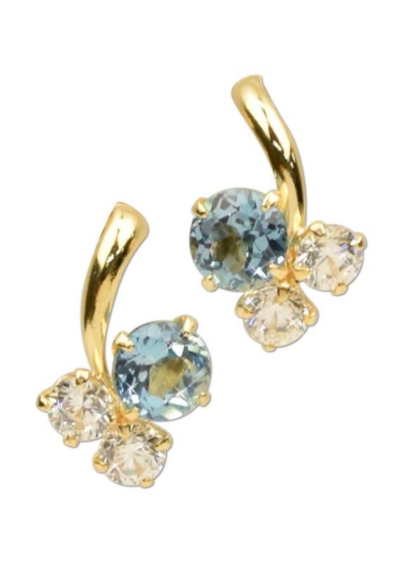 四葉のクローバー] 18金 ピアス 18k ブルートパーズ