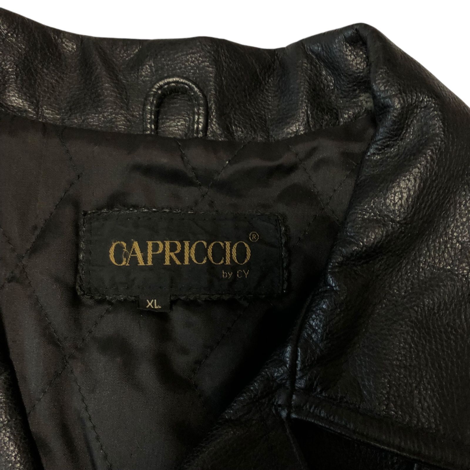 CAPRICCIO ダブルライダースジャケット XL ブラック CAPRICCIO by CV 本格牛革レザーダブルライダーズジャケット