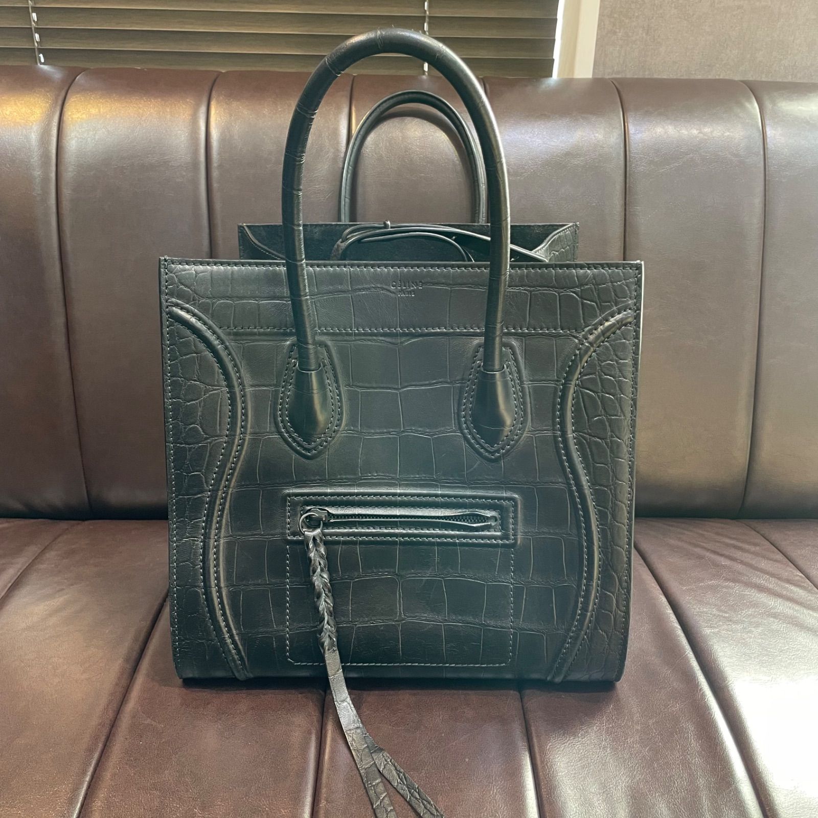 セリーヌ ラゲージファントム クロコ型押し 希少】CELINE ラゲージ