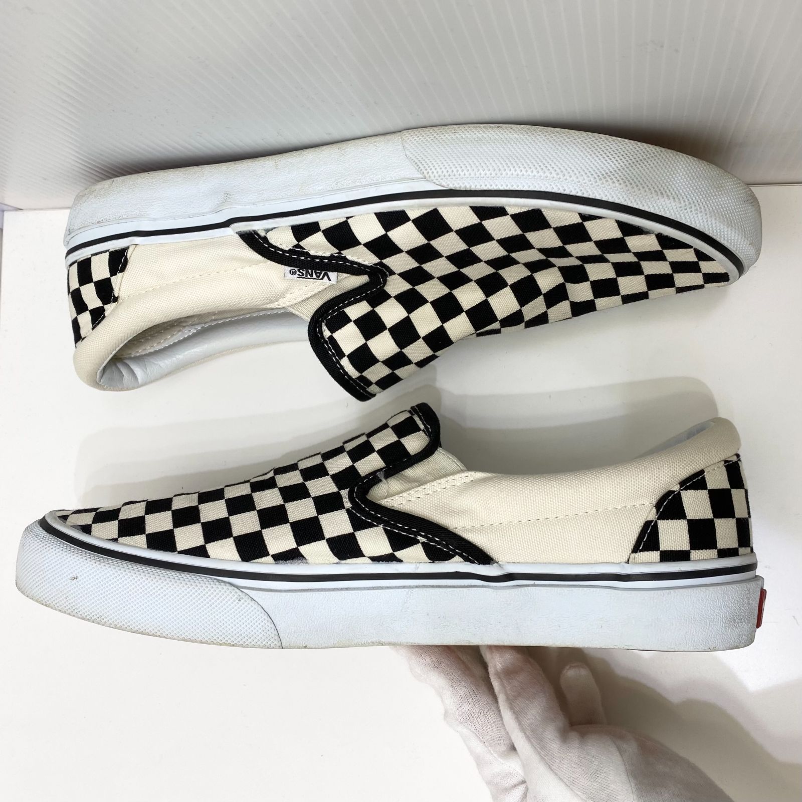 VANS スリッポン V98CLA 28.5cm ブラック ホワイト チェック柄 - メルカリ