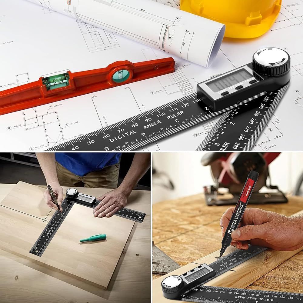 DFsucces デジタル 角度計 分度器 200 mm LCD液晶画面 0 360°測定範囲 自由調整 角度測定 長さ測定 電池付属 角度ルーラー 分度器 定規 製図用品 文房具 事務用品