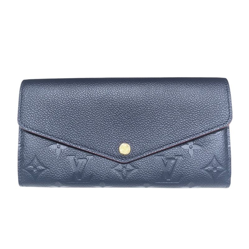 ルイ ヴィトン LOUIS VUITTON ポルトフォイユ サラ M62125 ネイビー ゴールド金具 モノグラム アンプラント レディース 長財布