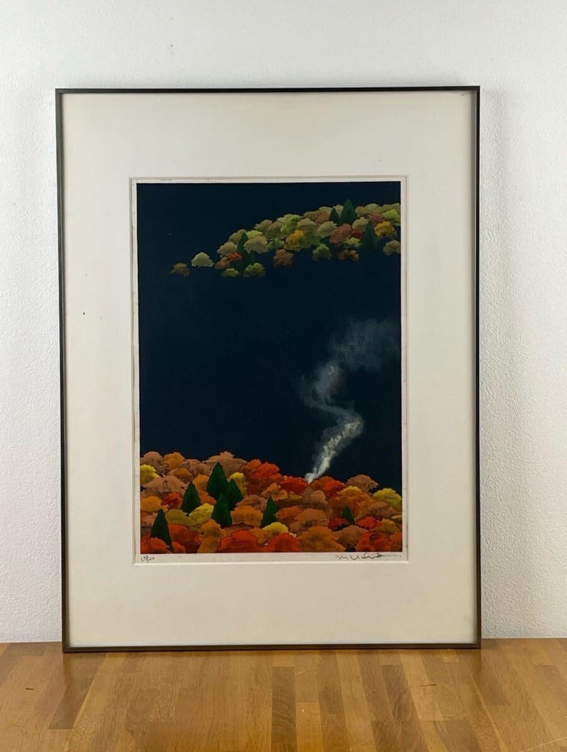 内田正泰 炭焼き小屋 シルクスクリーン 直筆サイン 深秋の奥山に紅葉 もみじ WWW_IBETON_RU