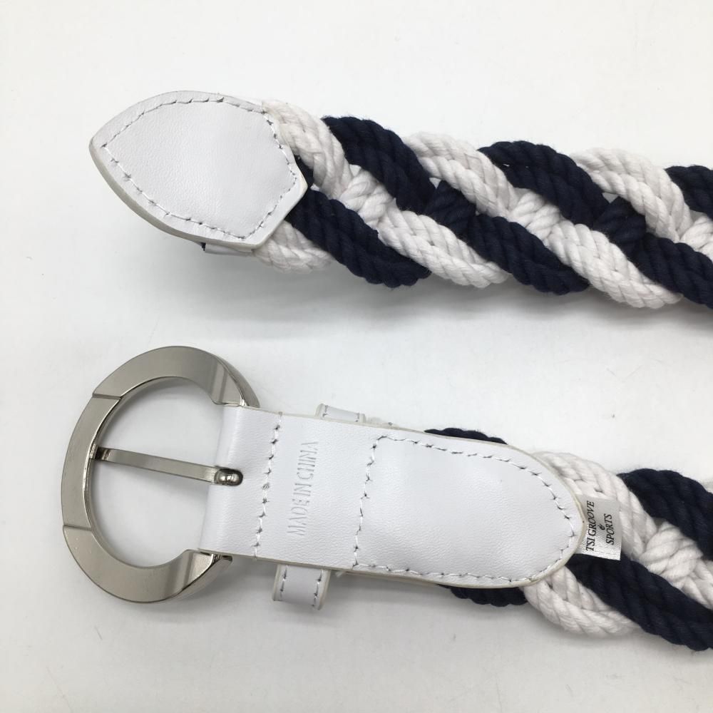 超美品】パーリーゲイツ メッシュベルト 白×ネイビー 編み込み