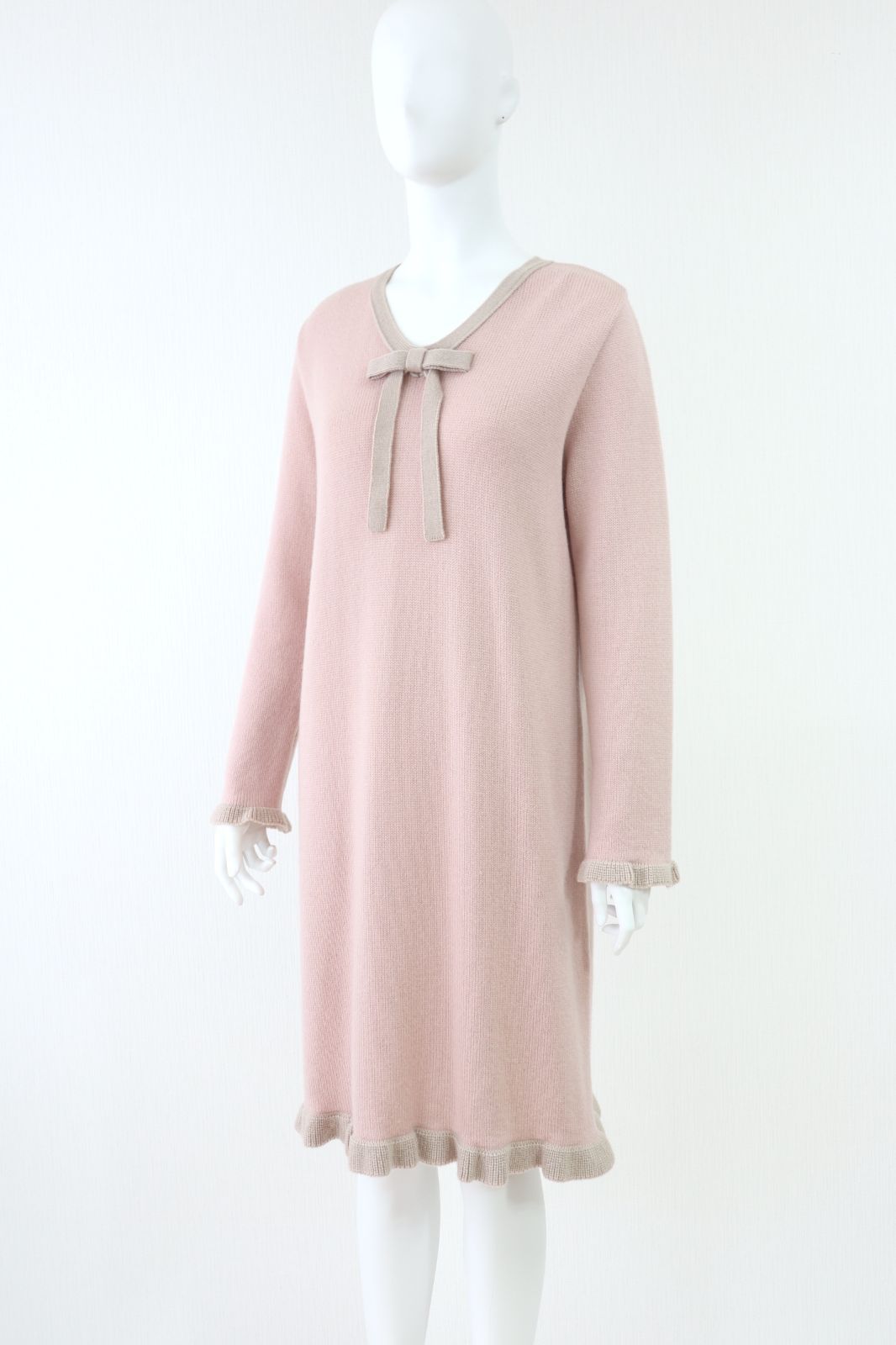 Rene / バイカラーニットワンピース/34/ウール/PNK/無地/5242010 Rene☆ルネ バイカラーニットワンピース 5242010 2022年商品 ピンク