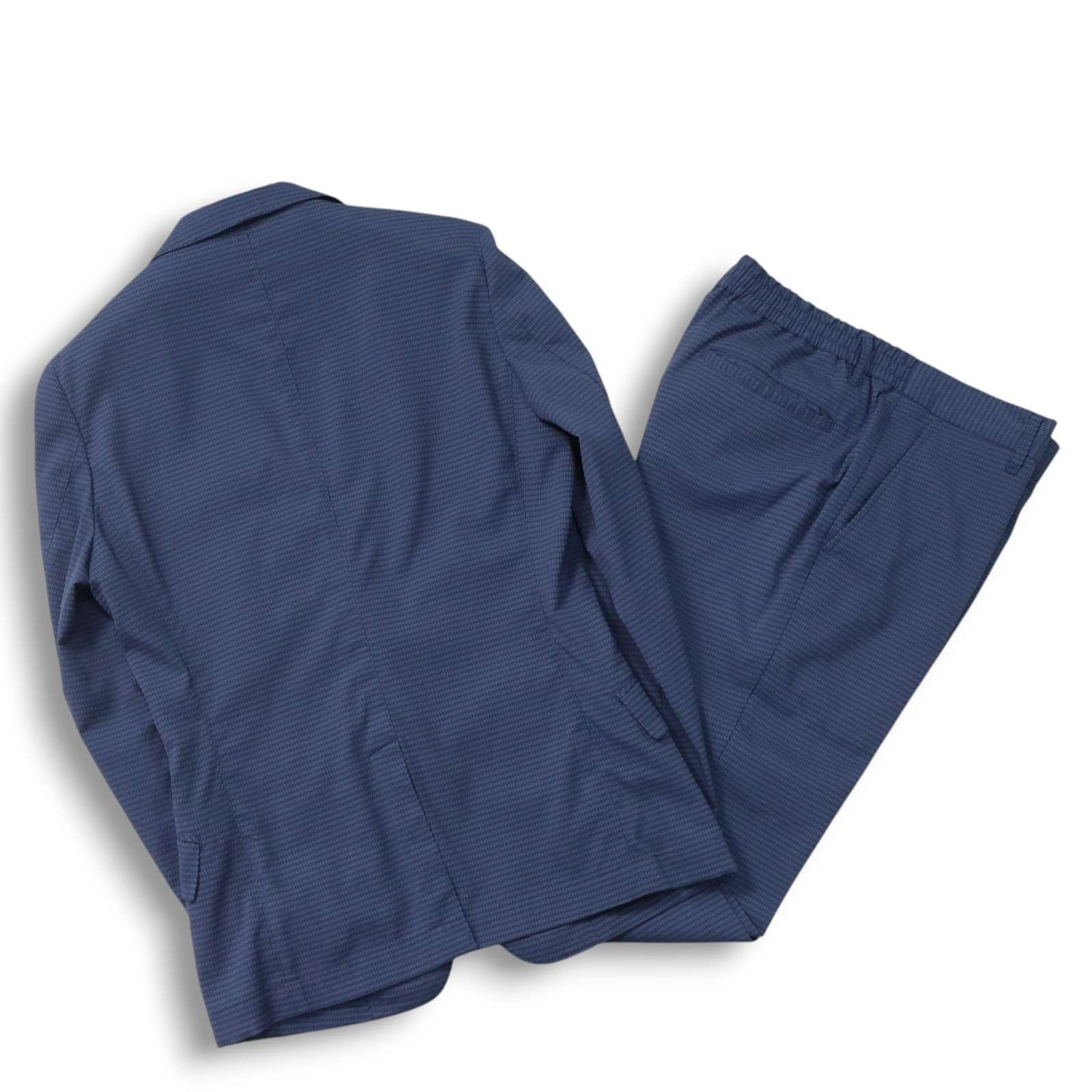 23SS★ HIGH STREET ハイストリート 春夏 DotAir★ ストレッチ サッカー セットアップ スーツ Sz.S メンズ ネイビー 23SS☆ HIGH STREET ハイストリート 春夏 DotAir☆ ストレッチ