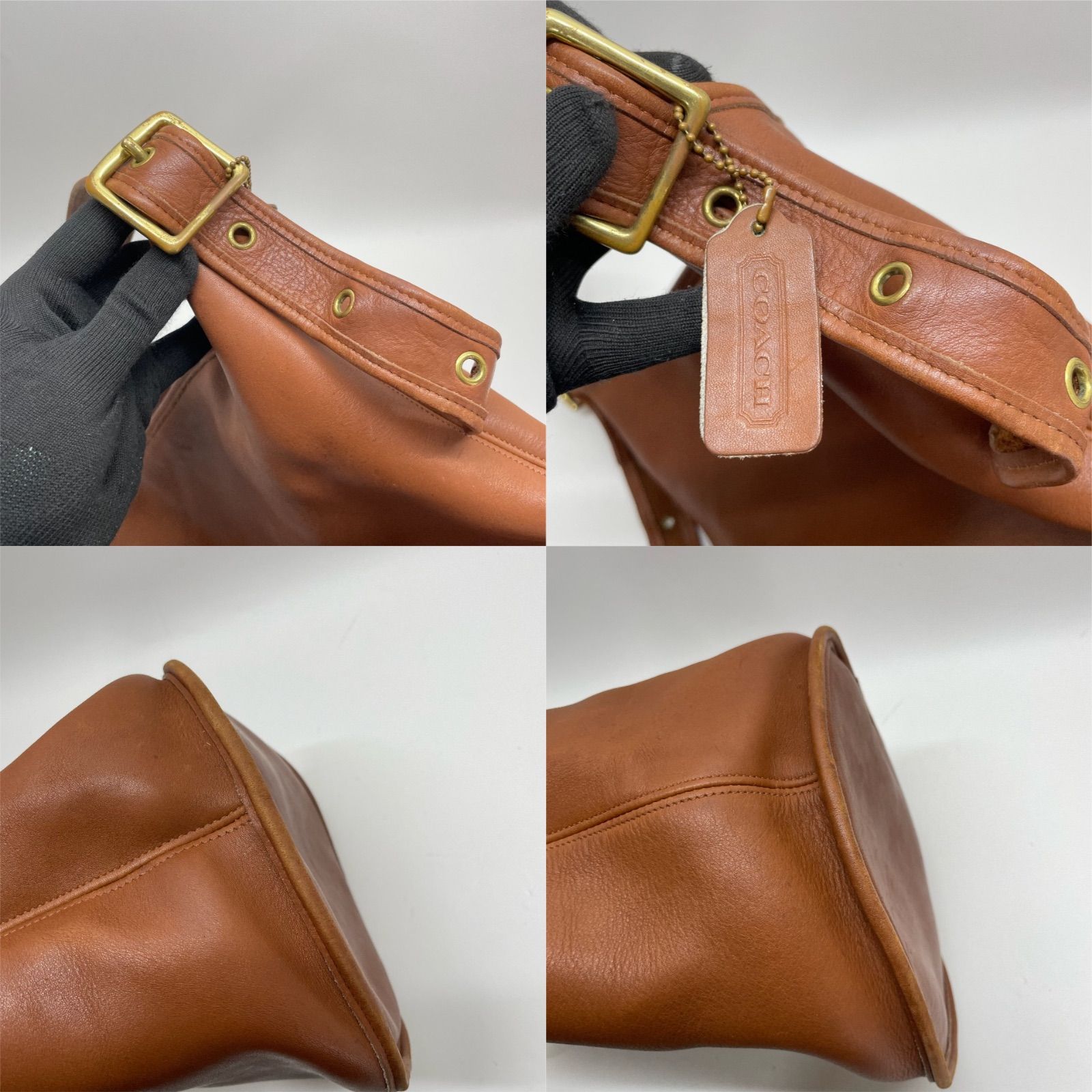 コーチ　ショルダーバッグ　バケツ型　ブラウン　オールレザー 美品 COACH コーチ レザーブラウン ショルダーバッグワン
