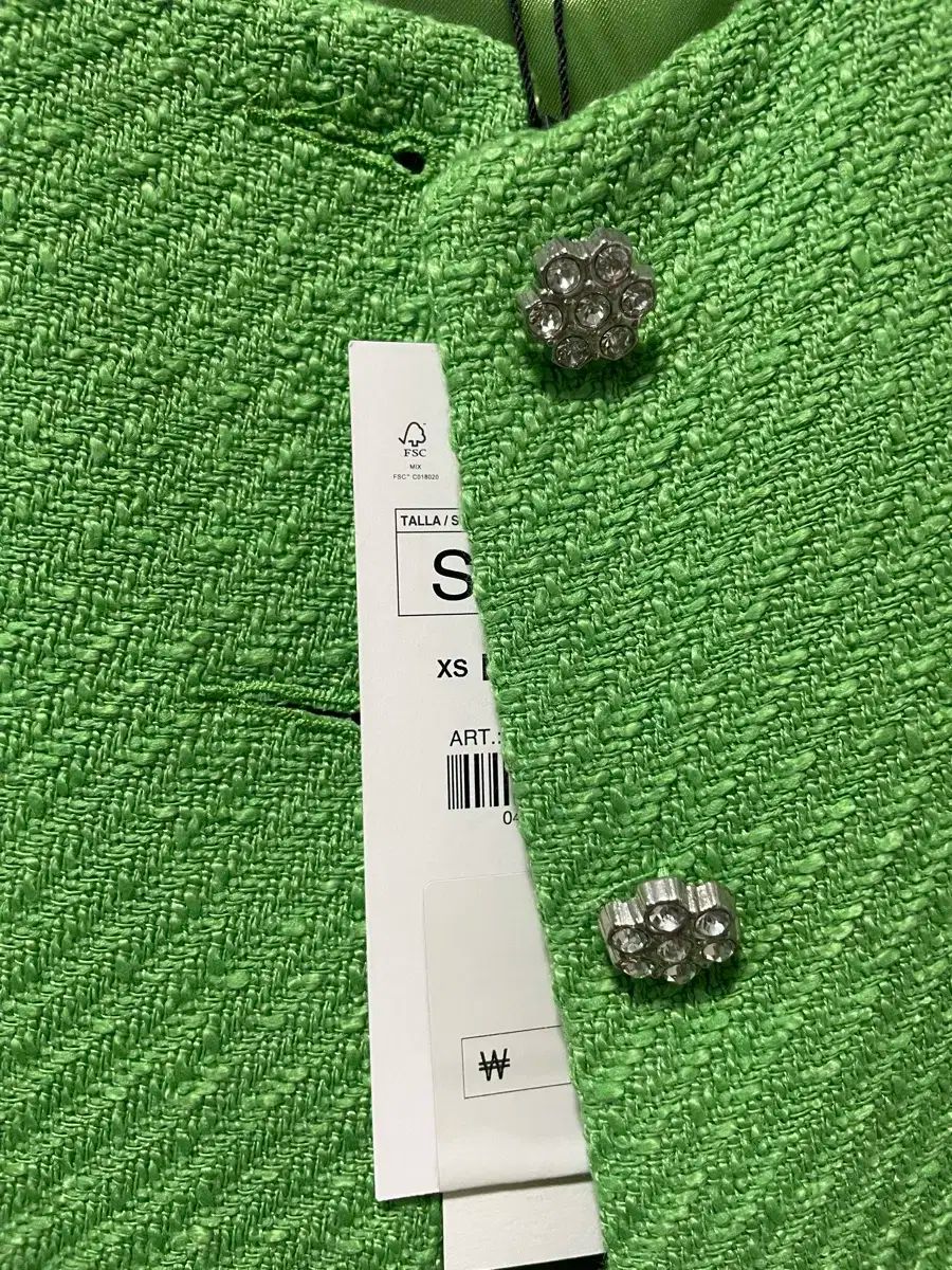 新品 ZARA(ザラ) ツイード ジャケット 緑 s - メルカリ