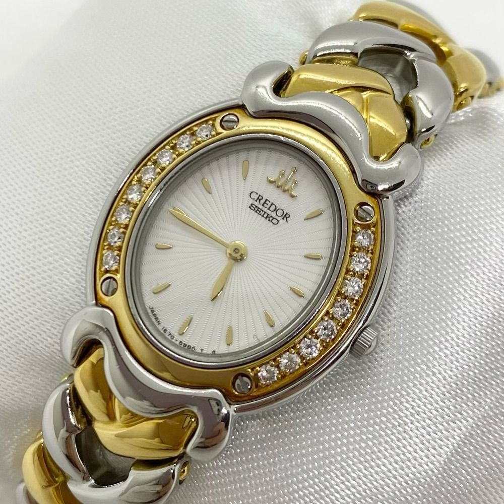 美品】セイコー クレドール チタン 18KT【2F70-0090】レディース