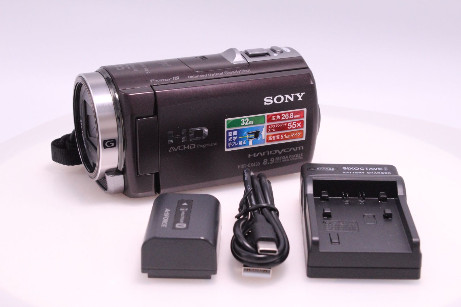SONY HDR-CX430V ビデオカメラ HANDYCAM CX430V 光学30倍 内蔵メモリ32GB ボルドーブラウン