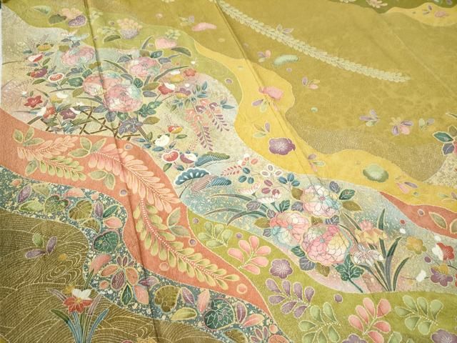 平和屋着物○豪華振袖 辻が花 手描き 金彩 正絹 逸品 CAAU2615yc  