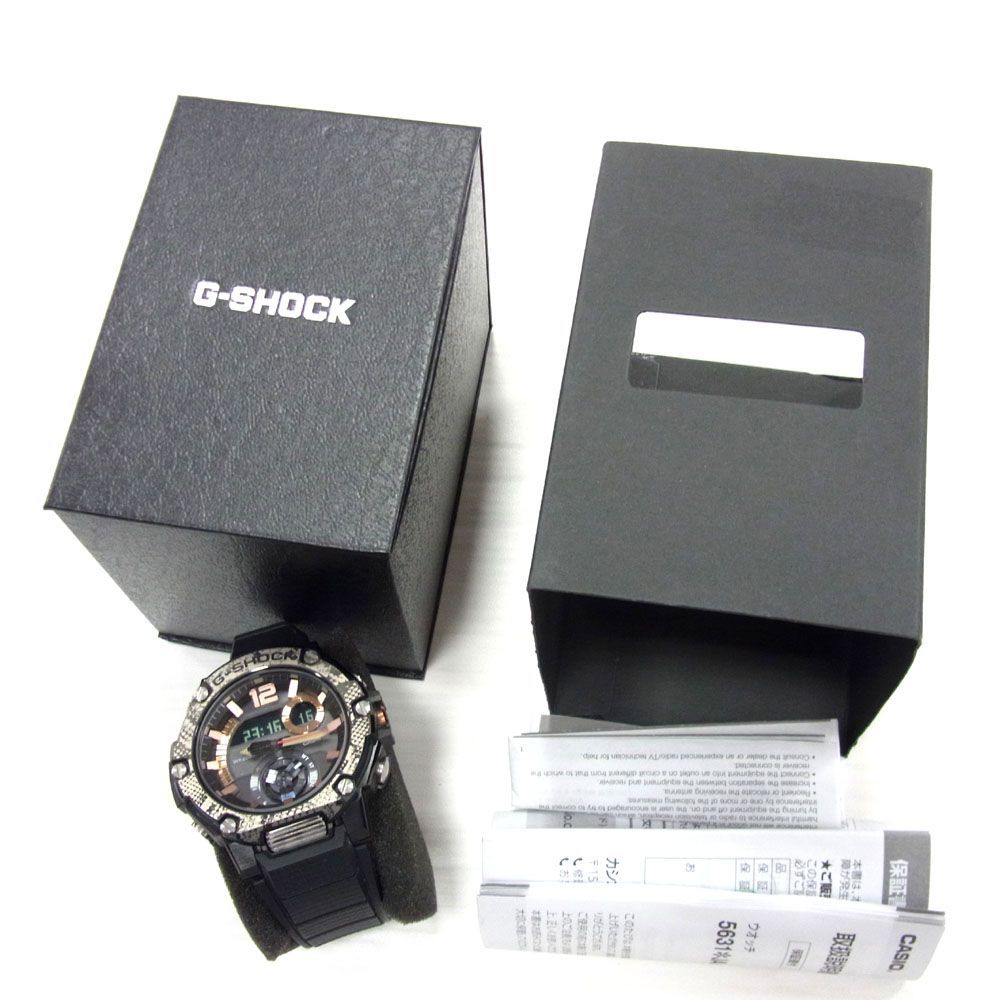 美品 定価6万1600円●G-SHOCK 腕時計 ウォッチ WILDLIFE PROMISING CASIO Gショック GST-B100  G-STEEL パイソン ニシキヘビ メンズ 黒色