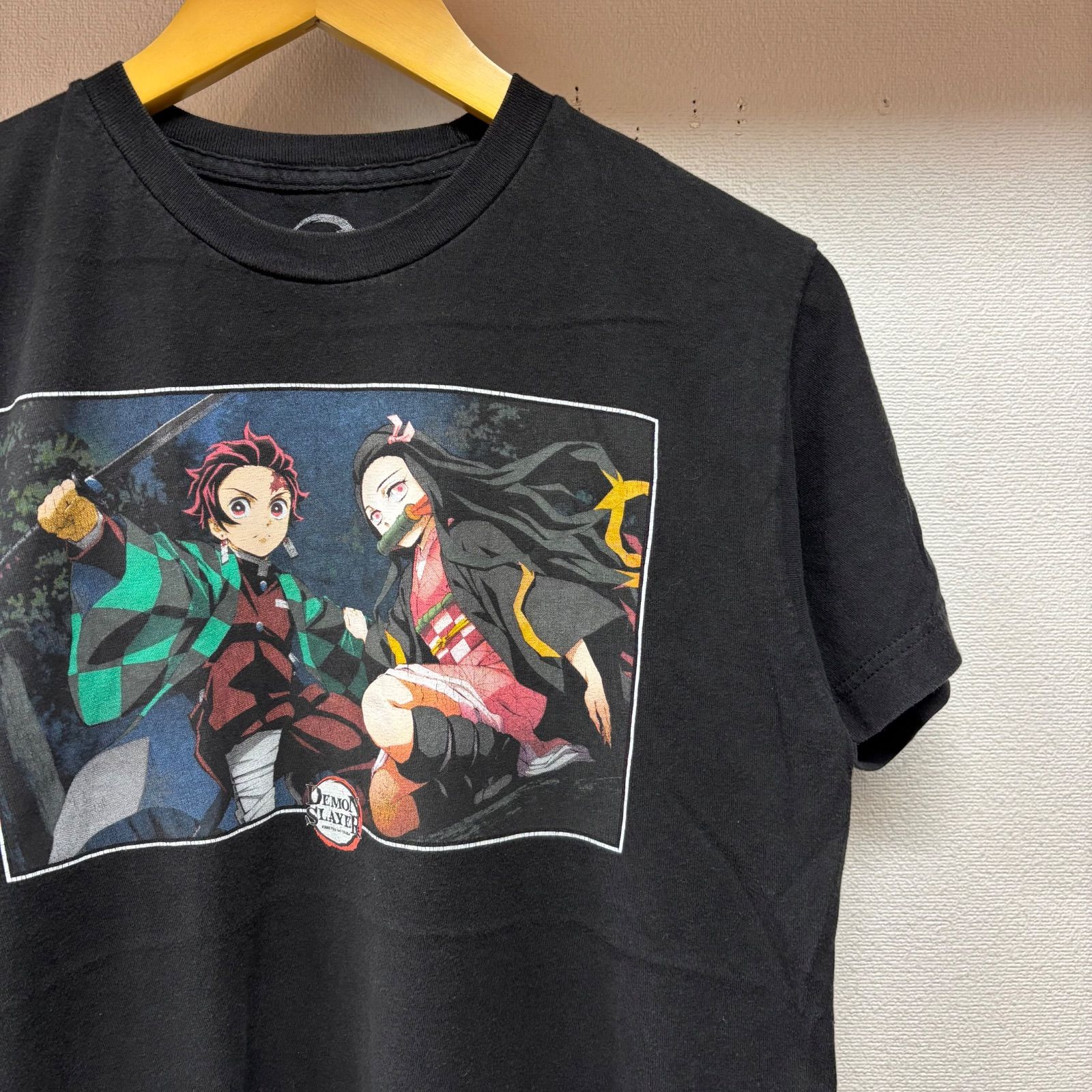 古着 M Tシャツ 鬼滅の刃 竈門炭治郎 竈門禰豆子 ビックプリント クルー
