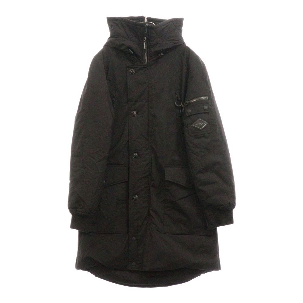REPLAY (リプレイ) Rubber Logo Long Down Jacket ラバーロゴ ロング 
