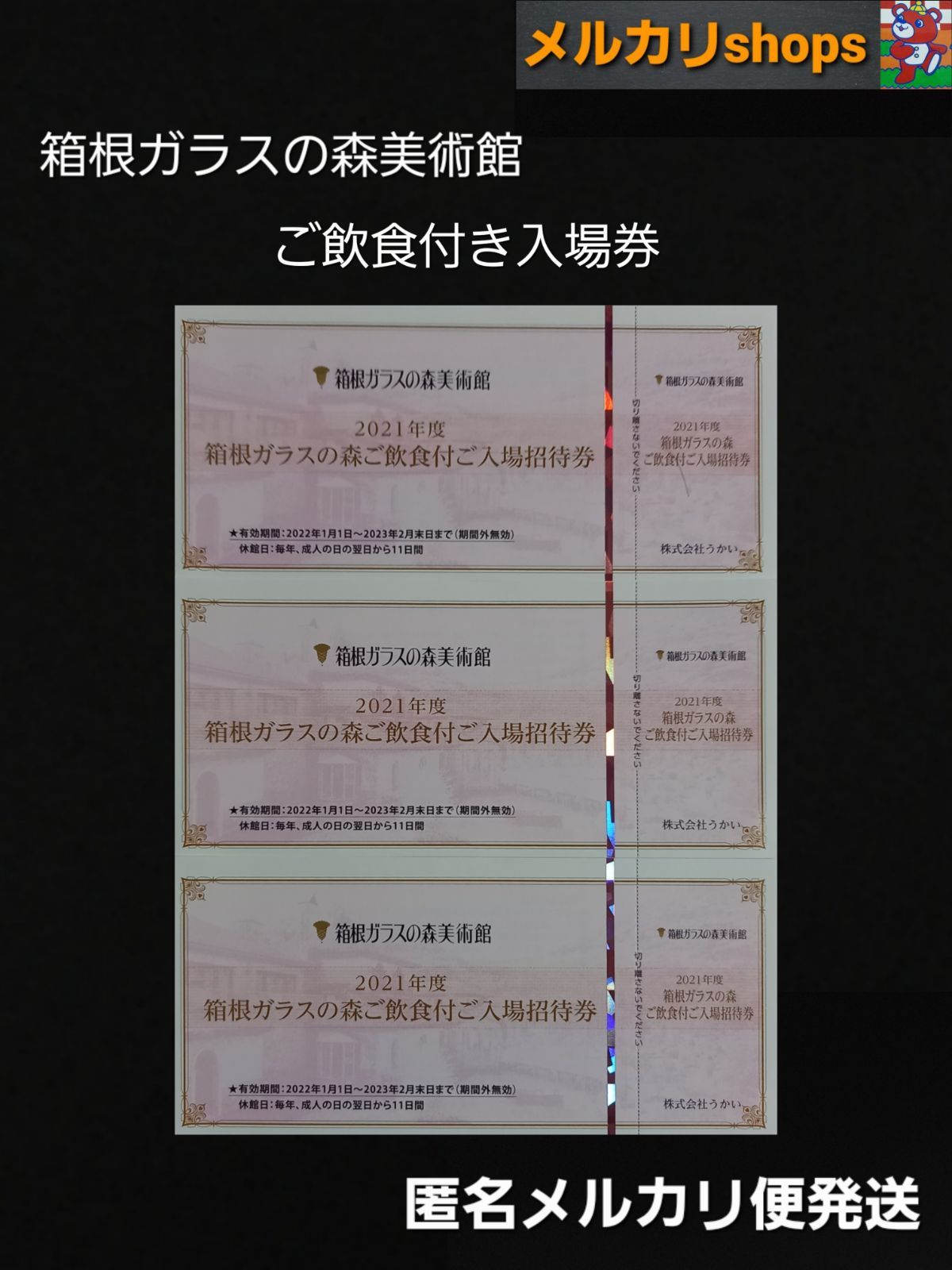 箱根ガラスの森美術館チケット招待券4枚セット有効期限2023年4月