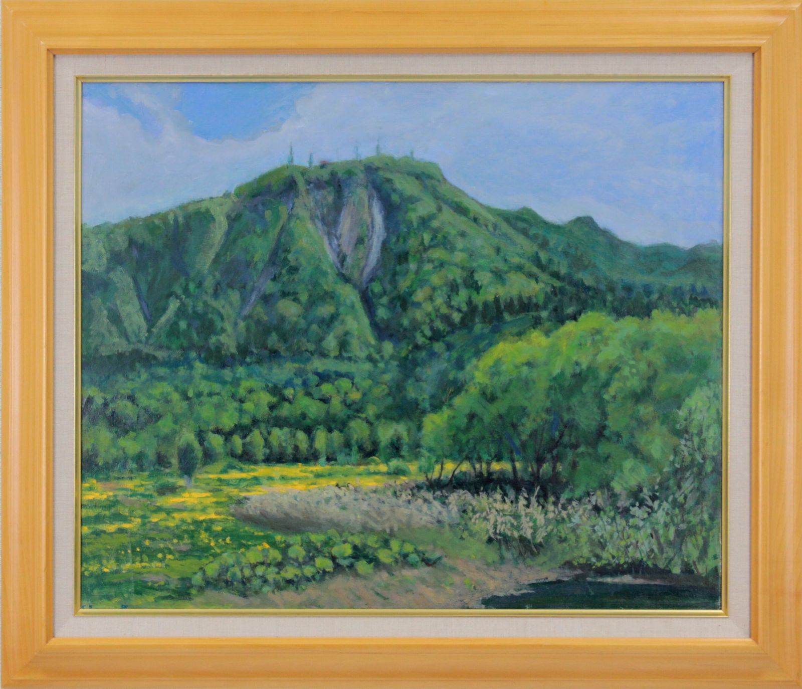 金澤 巌『タンポポの咲く頃（手稲山）』油彩画【真作保証】 絵画 金澤 巌 『タンポポの咲く頃（手稲山）』 油彩画 - 北海道画廊