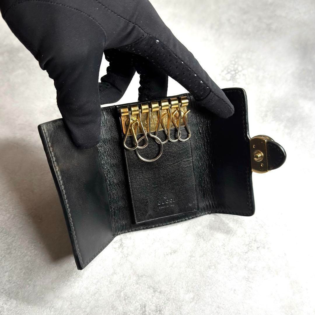 【漆黒の美】　GUCCI　キーケース 6連 グッチシマ GG型押し レザー　黒 楽天市場】グッチ 6連キーケース gucci グッチシマ ブラック