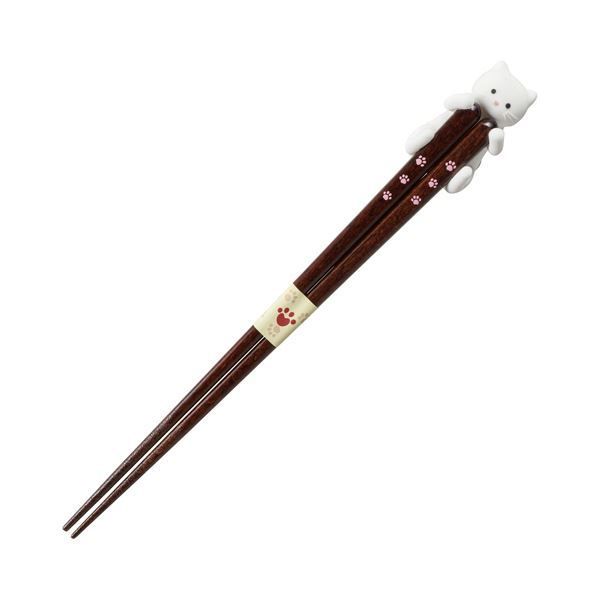まとめ イシダ猫の箸＆箸置きセット だっこ猫 しろねこ 1膳 ×5セット