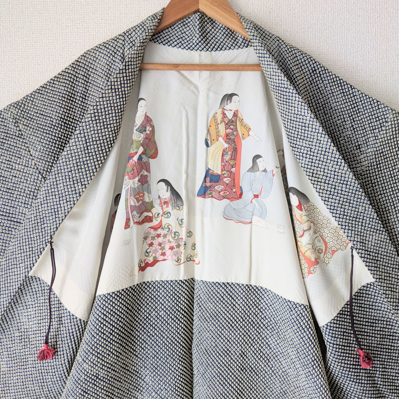 Japanese Vintage Haori Shibori Silk Kimono Robe Jacket Old
