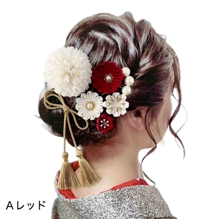 つまみ細工　髪飾り　成人式　七五三　卒業式　入学式　お祝い　タッセル 受注制作】茶 金 成人式 髪飾り つまみ細工 ちりめん 卒業式 結婚式