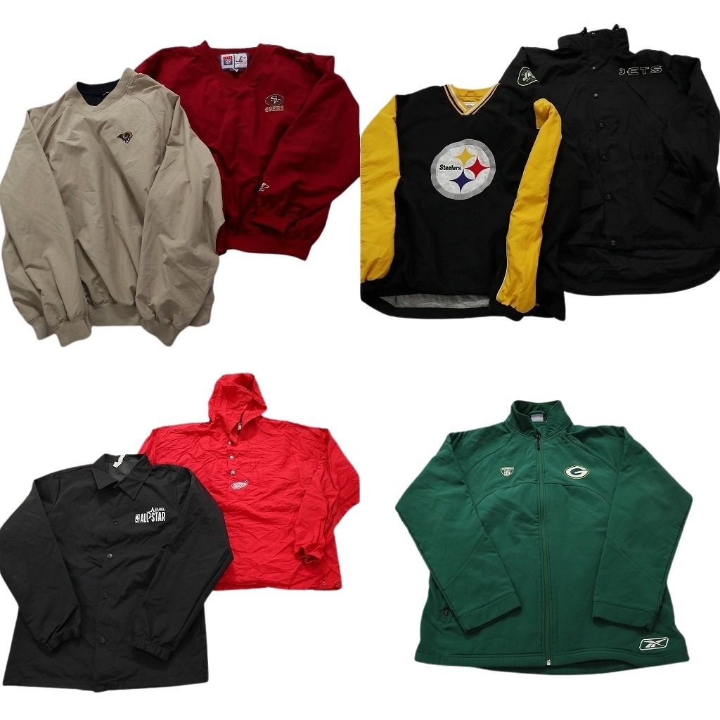古着卸 まとめ売り プロチーム ジャケット 7枚セット (メンズ M ) リーボック NFL NBA NHL パッカーズ スティーラーズ 中古 古着 MY8928