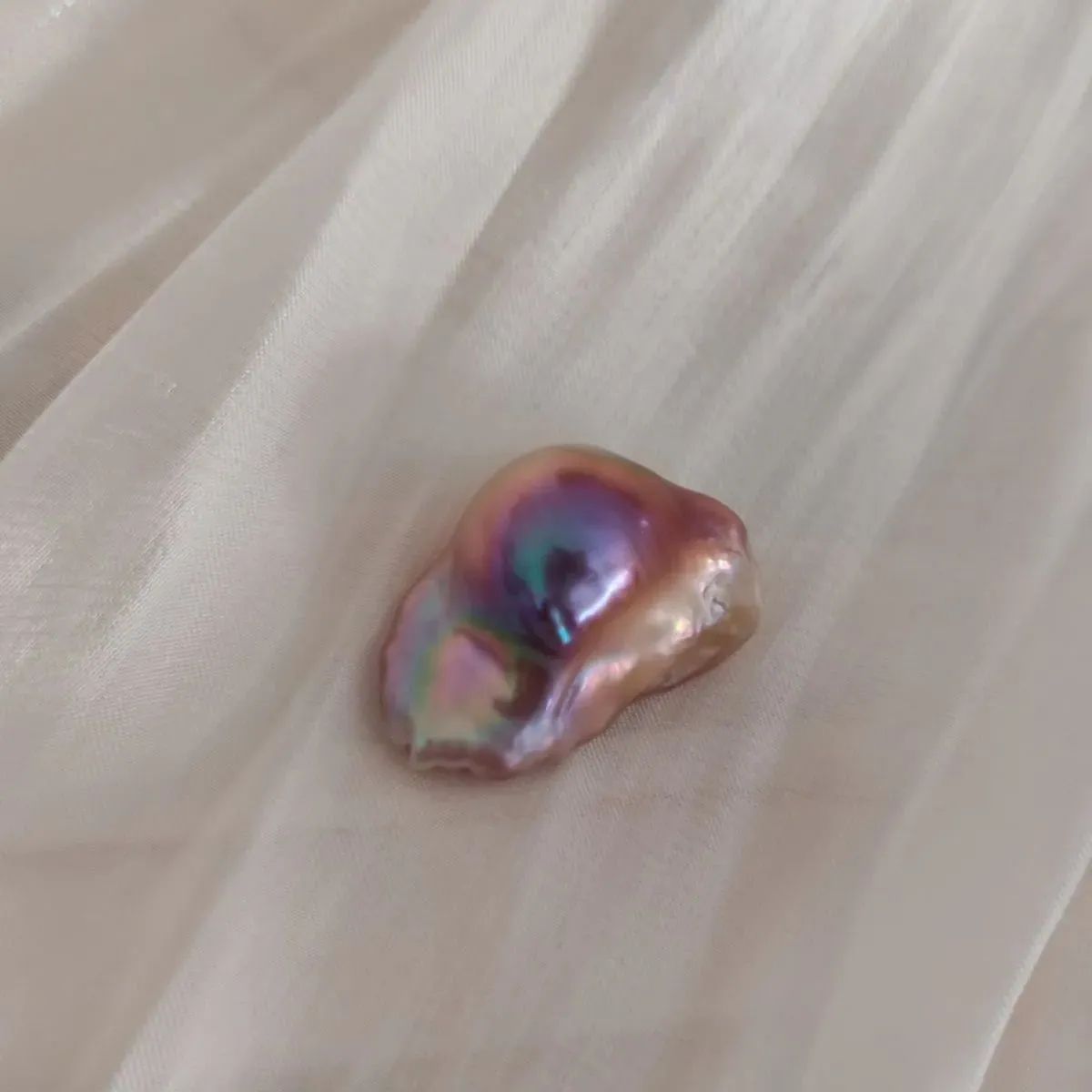 美品 本真珠 淡水バロックパール ルース 無穴 マルチカラー 鏡面テリ 