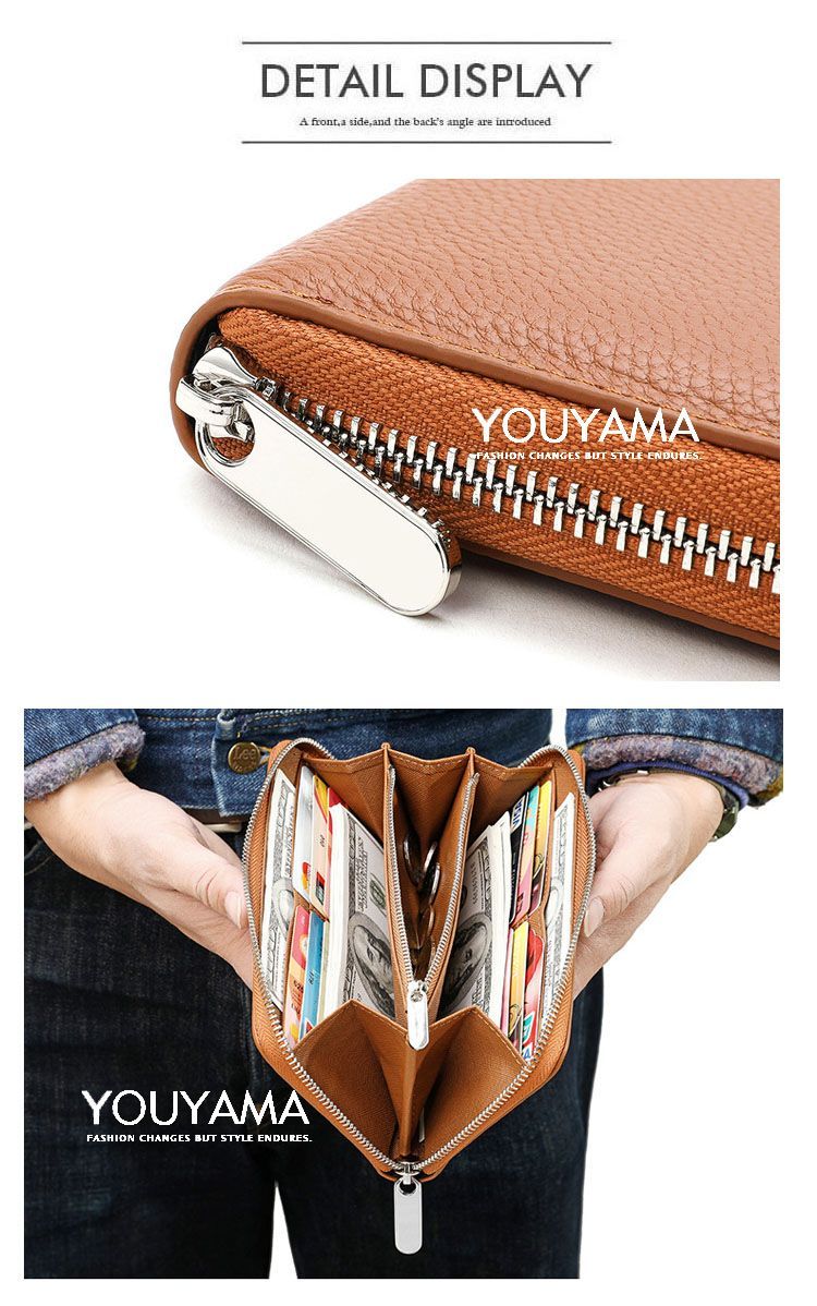 財布 長財布 メンズ レディース 本革 レザー 無地 トリプルファスナー