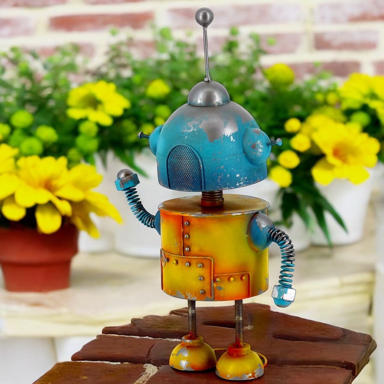 レトロアンティークインテリア雑貨 園芸オブジェブリキ オブジェ 置物 インテリア雑貨 ブリキ クラシックカー ブルー