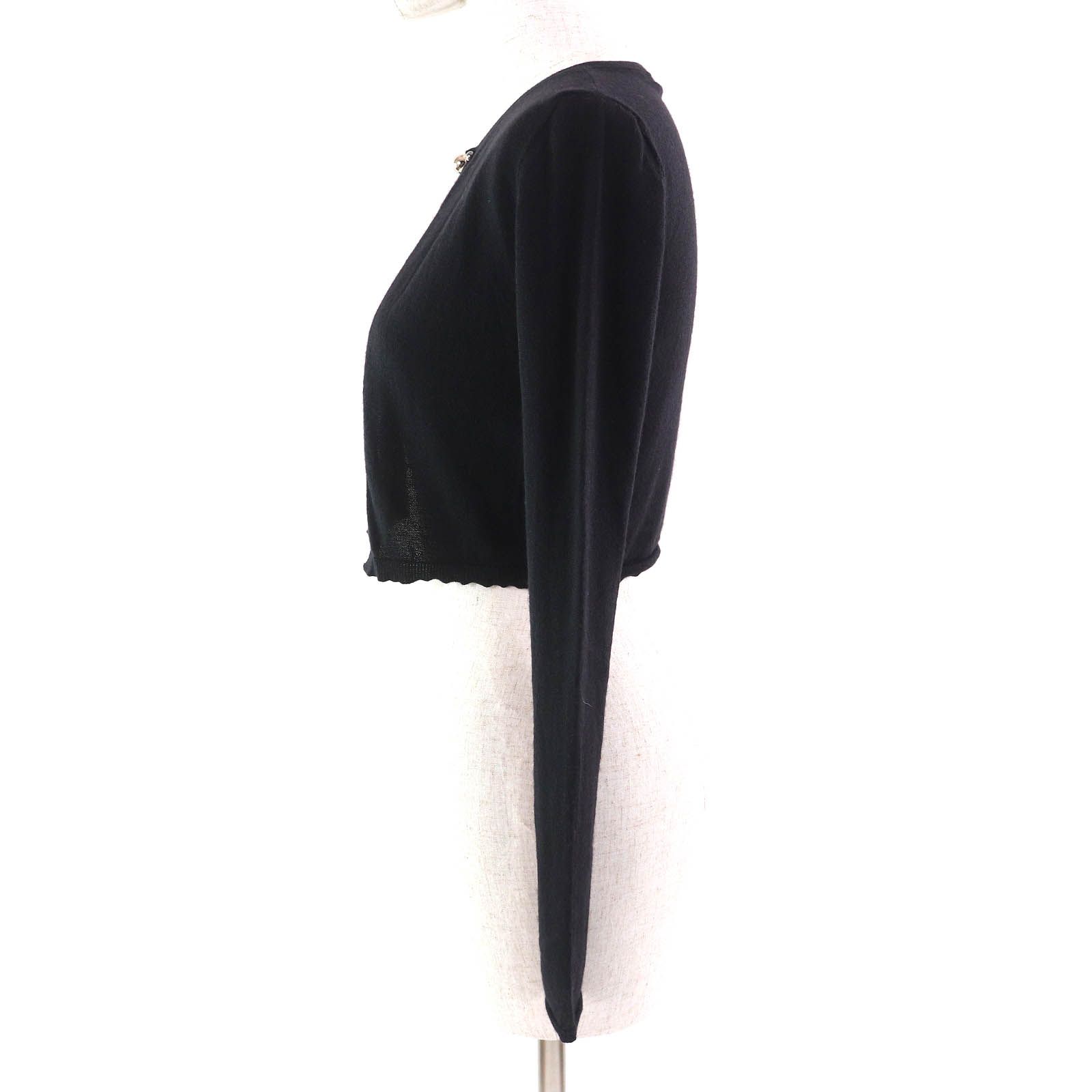 美品△Christian Dior クリスチャンディオール 6C24168AM599 カシミヤ シルク 長袖 ボレロ カーディガン ブラック 38 伊製 正規品 美品△Christian Dior クリスチャンディオール 6C24168AM599