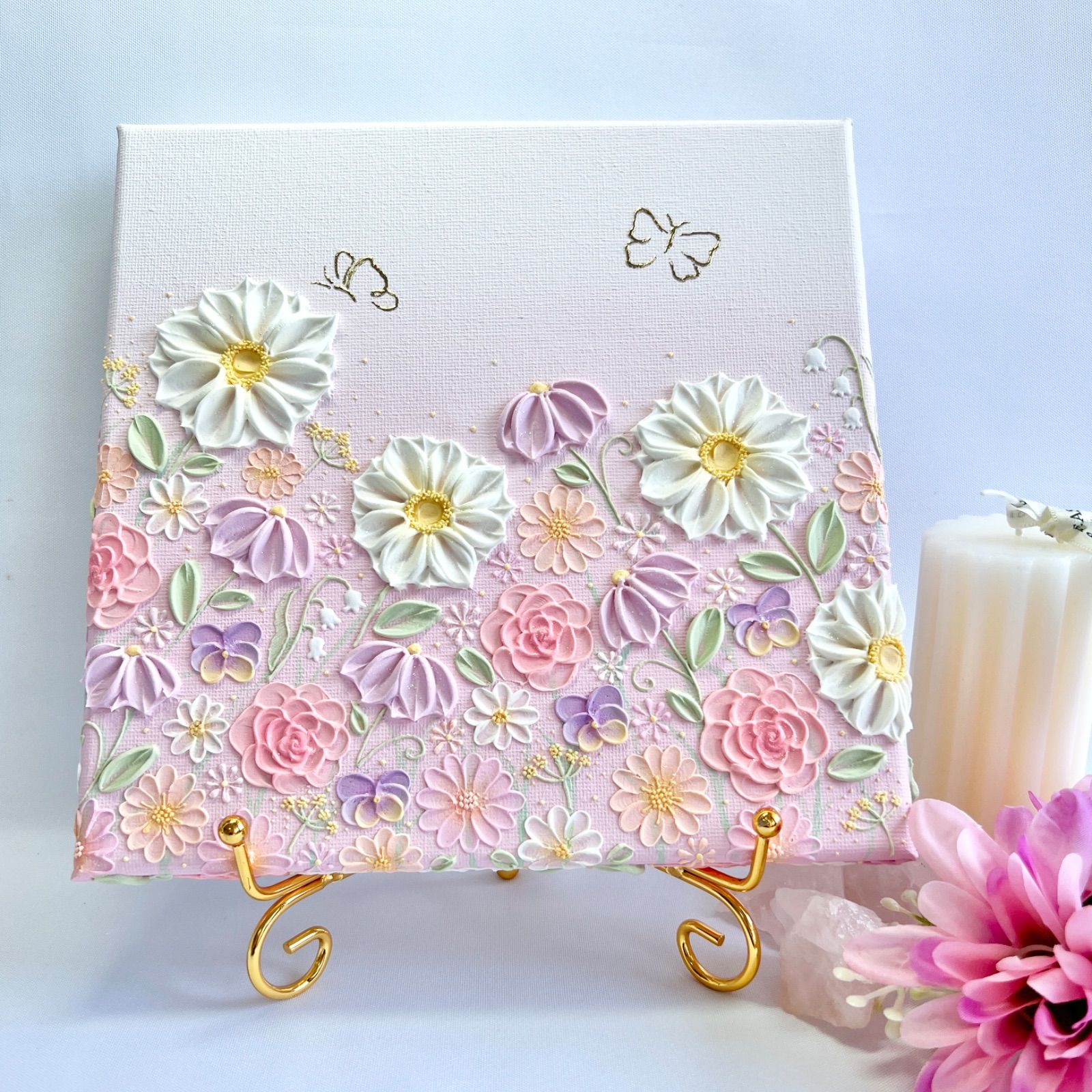 テクスチャーアート フラワー 花 フラワーテクスチャーアート アートパネル インテリアアート 癒し