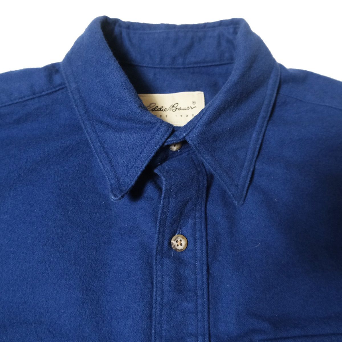 90's エディーバウアー コットン シャモアクロス シャツ 青 (M) ブルー