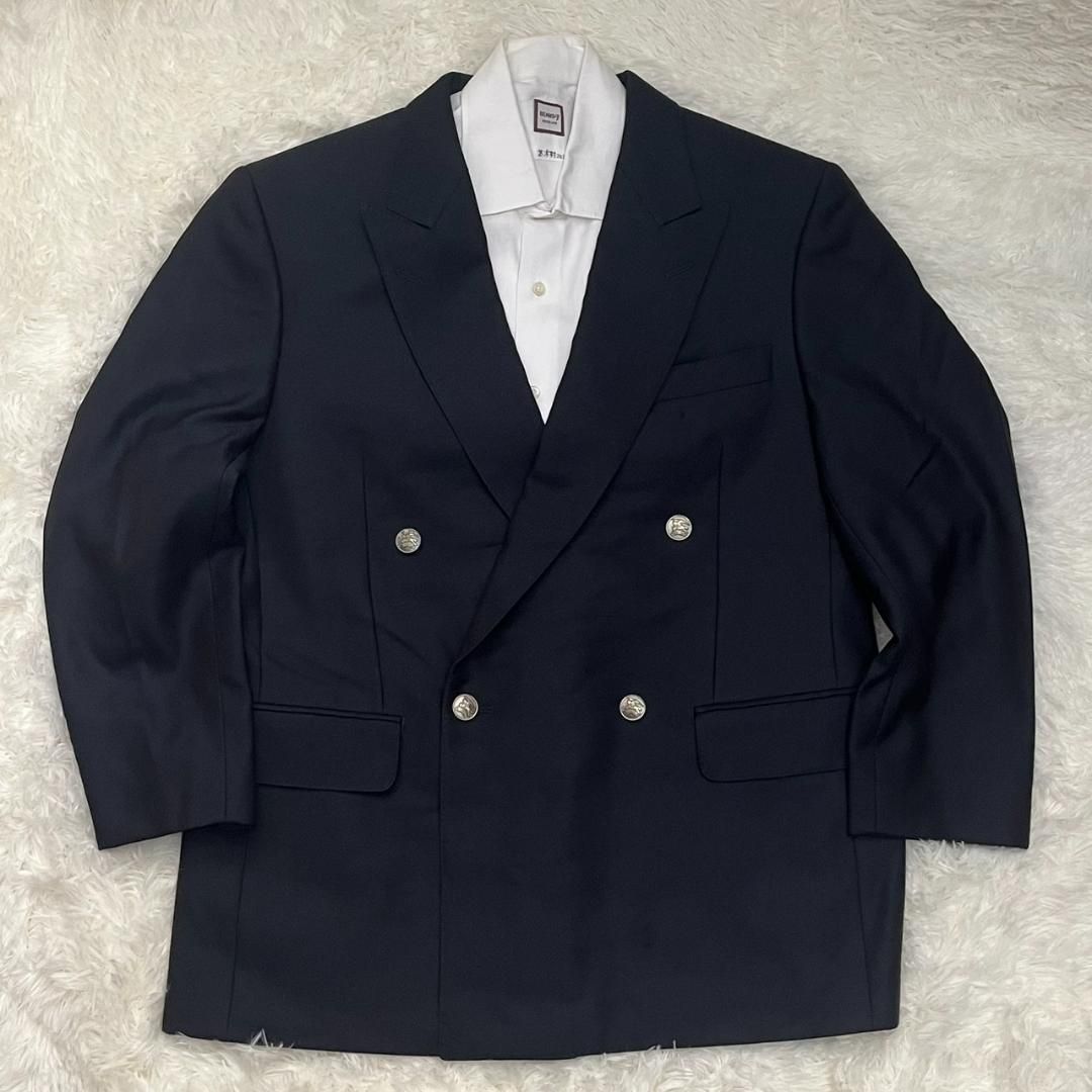 【美品】BURBERRY バーバリー ダブルブレスト ブレザー ダークネイビー 美品】BURBERRY バーバリー ダブルブレスト ブレザー ダークネイビー