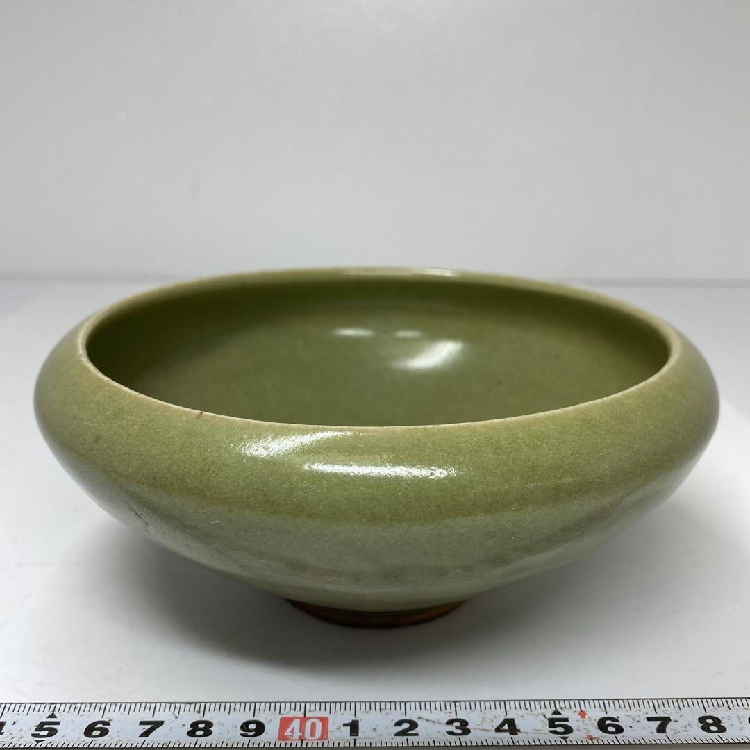 中国明時代 竜泉窯 青磁鉢 タサオ ディスカウント 最大幅約16㎝ 東里
