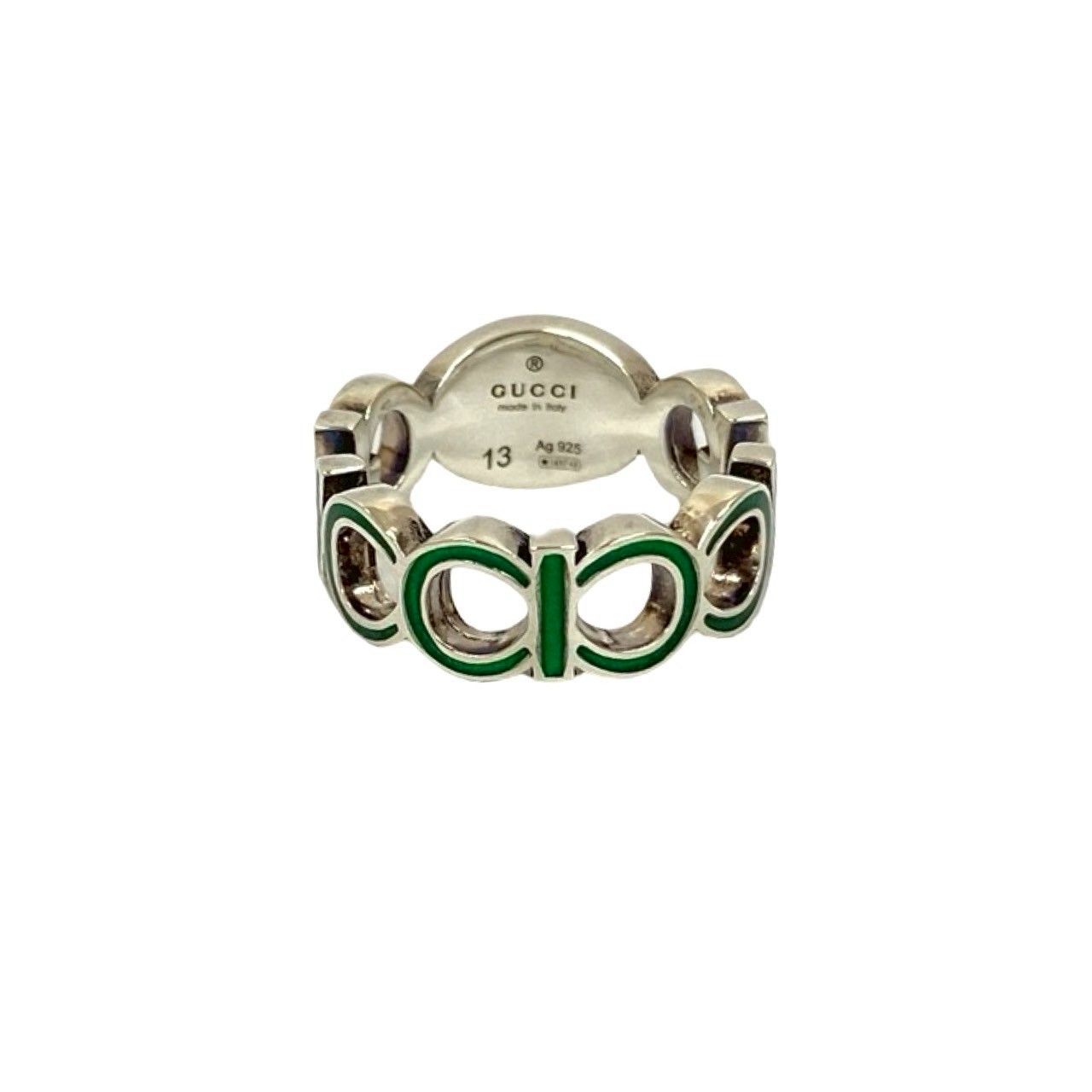 極美品✨GUCCI リング インターロッキング シルバー エメラルド グリーン GUCCI - GUCCIインターロッキングG リング グッチ エメラルド