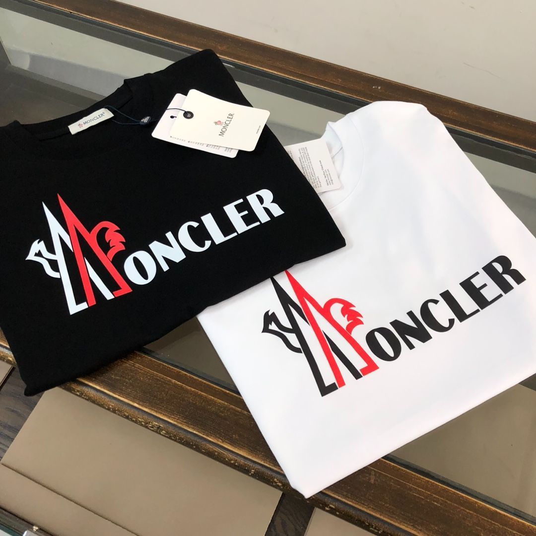 MONCLER 春夏 カップルTシャツ ブラック ホワイト