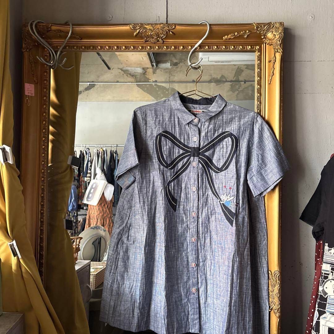 アルベロベロ OLLEBOREBLA 刺繍 リボン リネン ブラウス シャツ