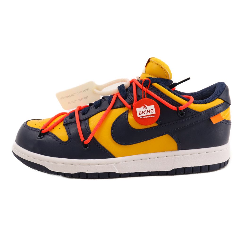 NIKE (ナイキ) ×OFF-WHITE DUNK LOW オフホワイト ダンク ローカットスニーカー ミシガン ネイビー/イエロー US9/27cm CT0856‐700