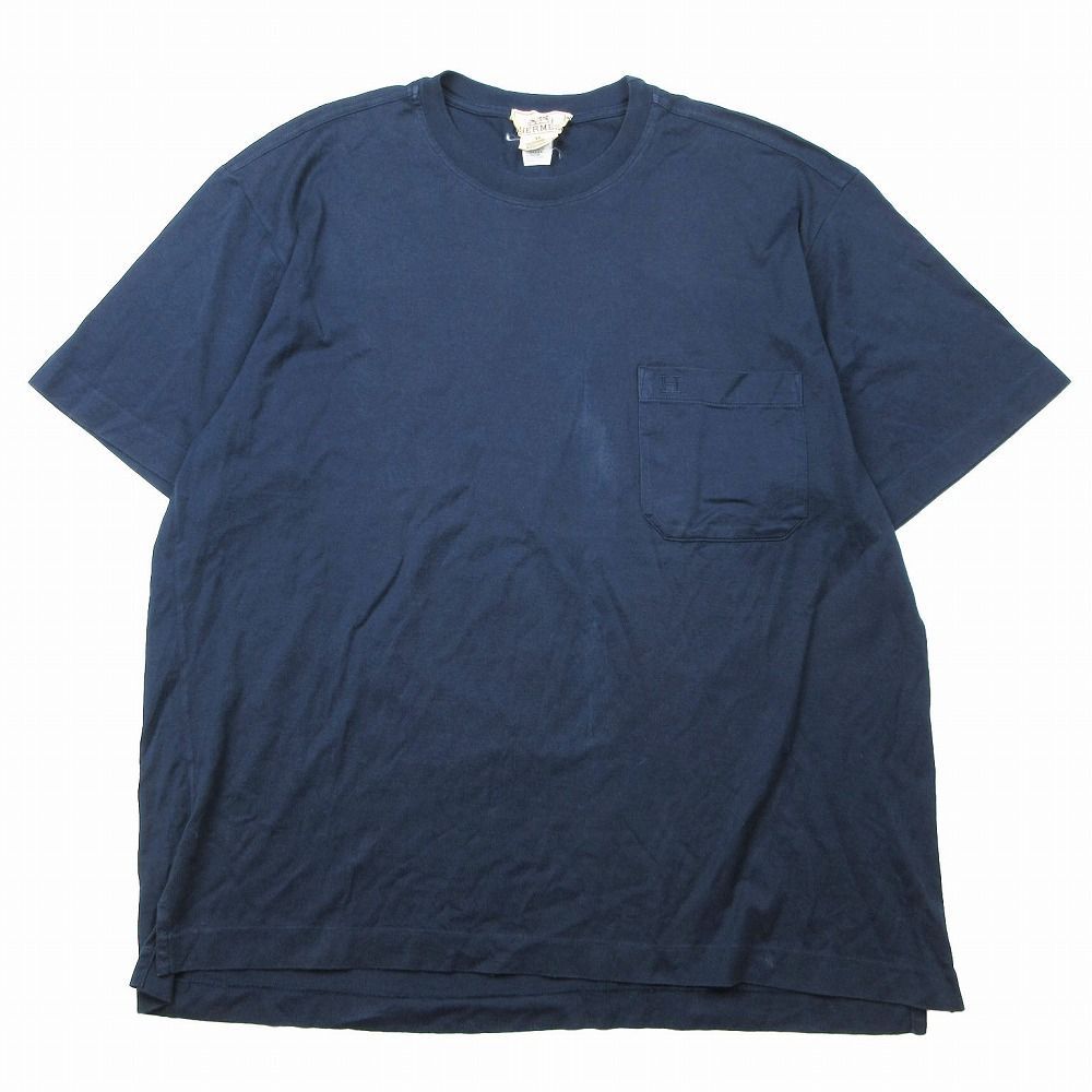 Hermes エルメス 【L】ポロシャツ ネイビー ビンテージ 半袖 胸にロゴ HERMES Tシャツ 刺繍 モザイク 胸ポケット Hロゴ - メルカリ