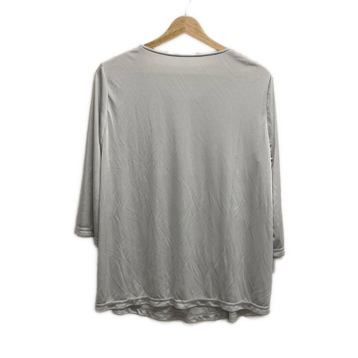 Leilian レリアン 七分袖ニットワンピース 13+ グレー ブラック